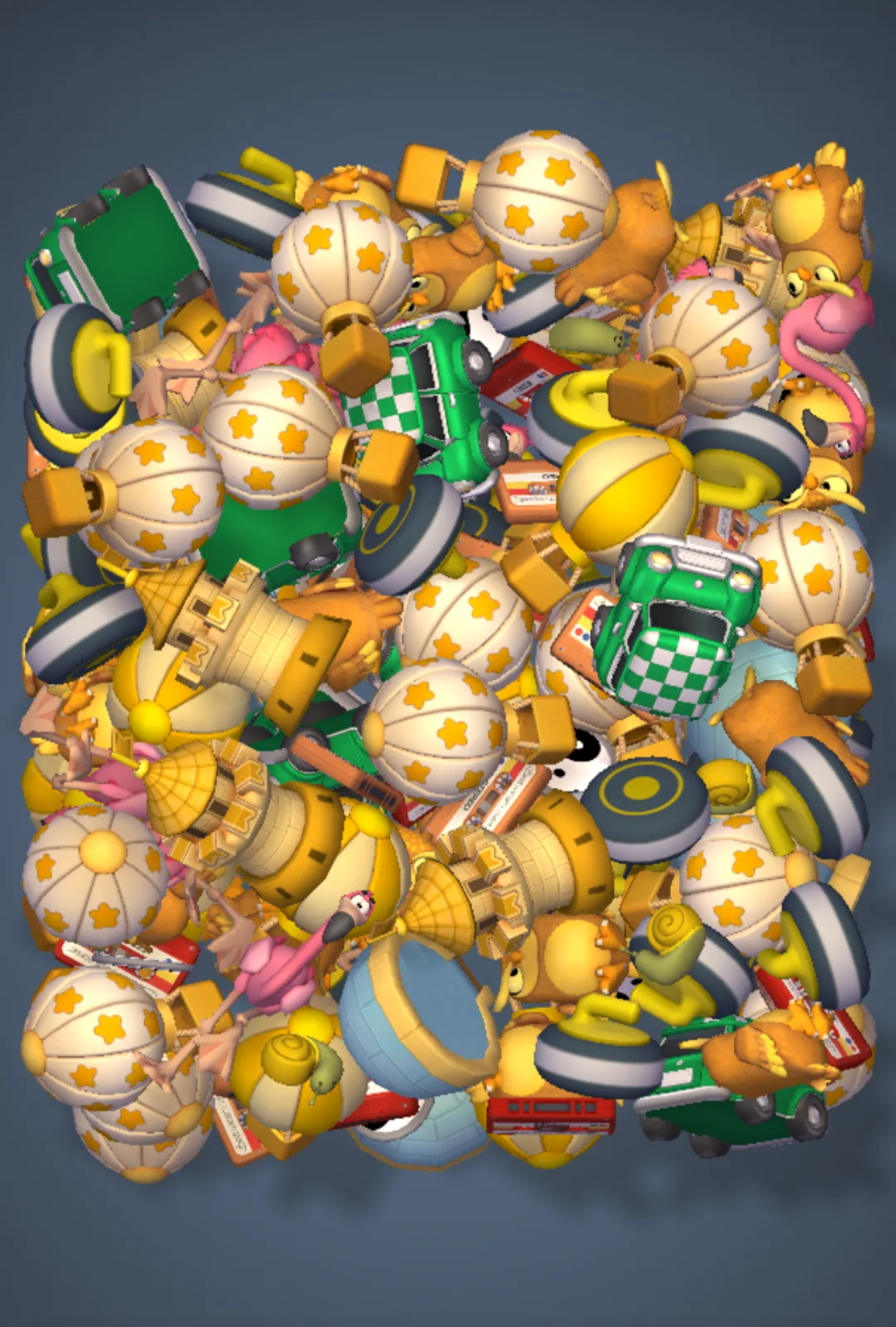 Match Factory Level 1525, configuration 1: example board with Ying Yang Grey × 9, Castle Yellow × 6 targets; 1:45 time limit